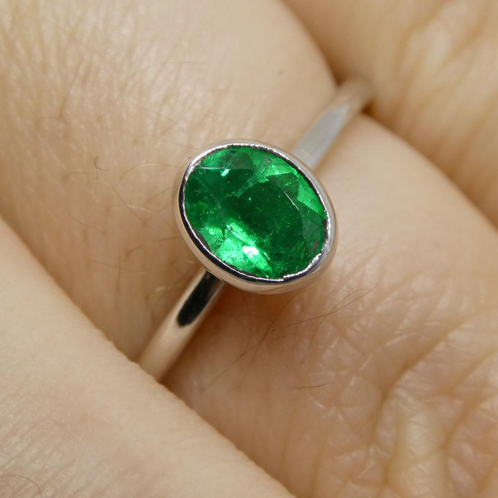 Contemporary Colombian Emerald Stacker Ring set in 10kt White Gold For Sale