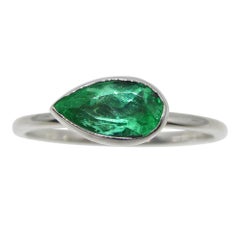 Colombian Emerald Stacker Ring set in 10kt White Gold