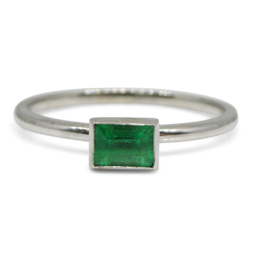Contemporary Colombian Emerald Stacker Ring set in 10kt White Gold For Sale