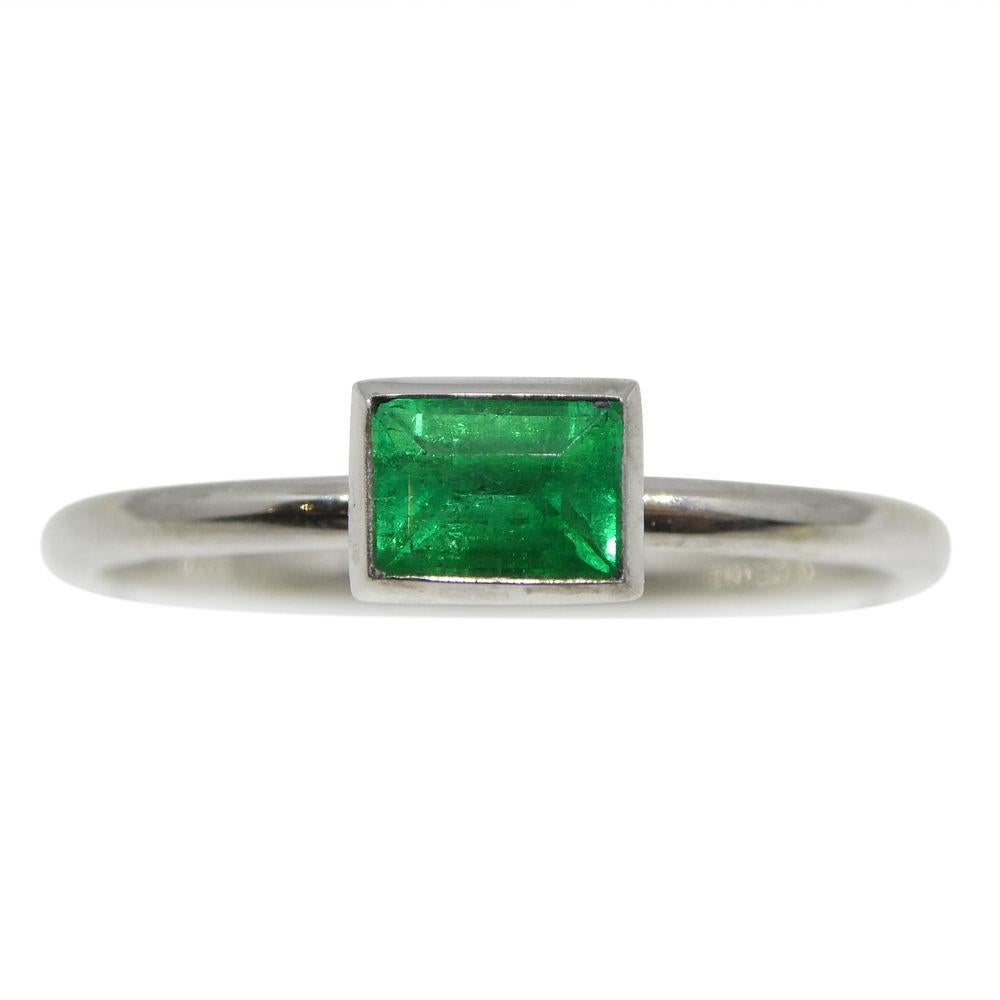 Women's or Men's Colombian Emerald Stacker Ring set in 10kt White Gold For Sale