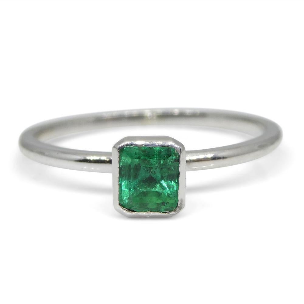 Colombian Emerald Stacker Ring set in 10kt White Gold For Sale 1