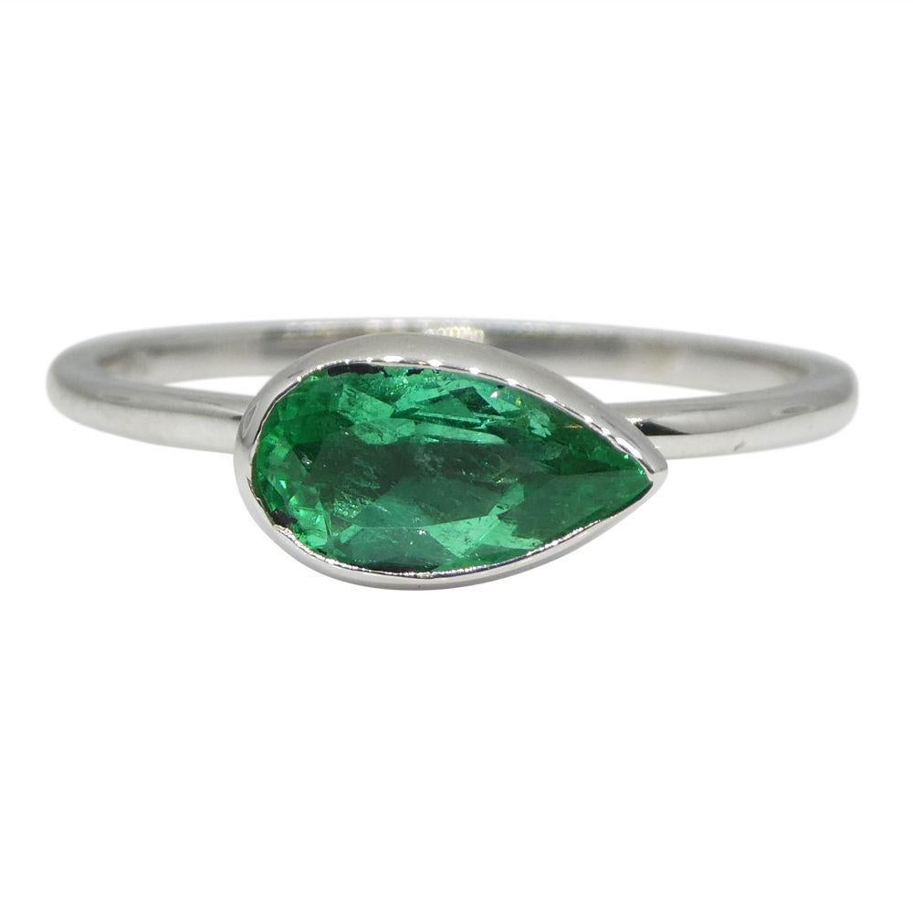 Women's or Men's Colombian Emerald Stacker Ring set in 10kt White Gold For Sale