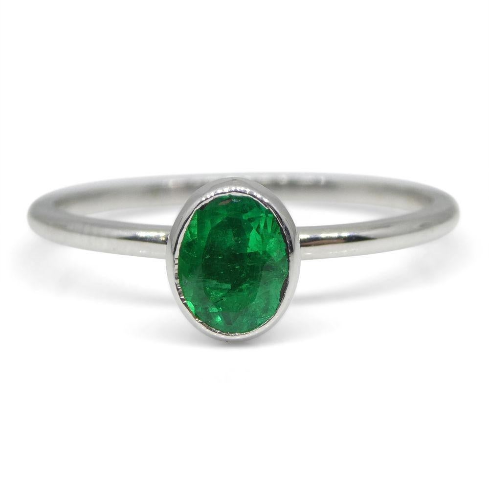 Colombian Emerald Stacker Ring set in 10kt White Gold For Sale 1