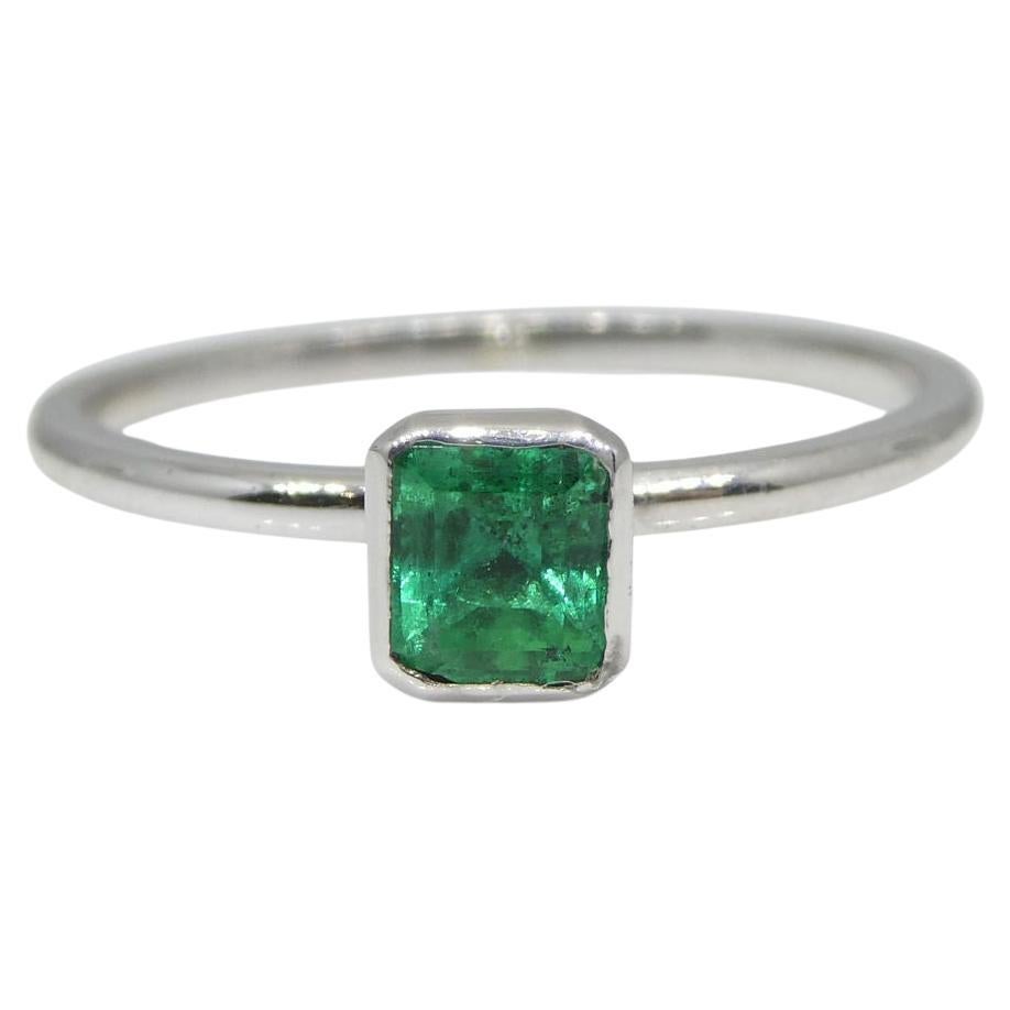 Contemporary Colombian Emerald Stacker Ring set in 10kt White Gold For Sale