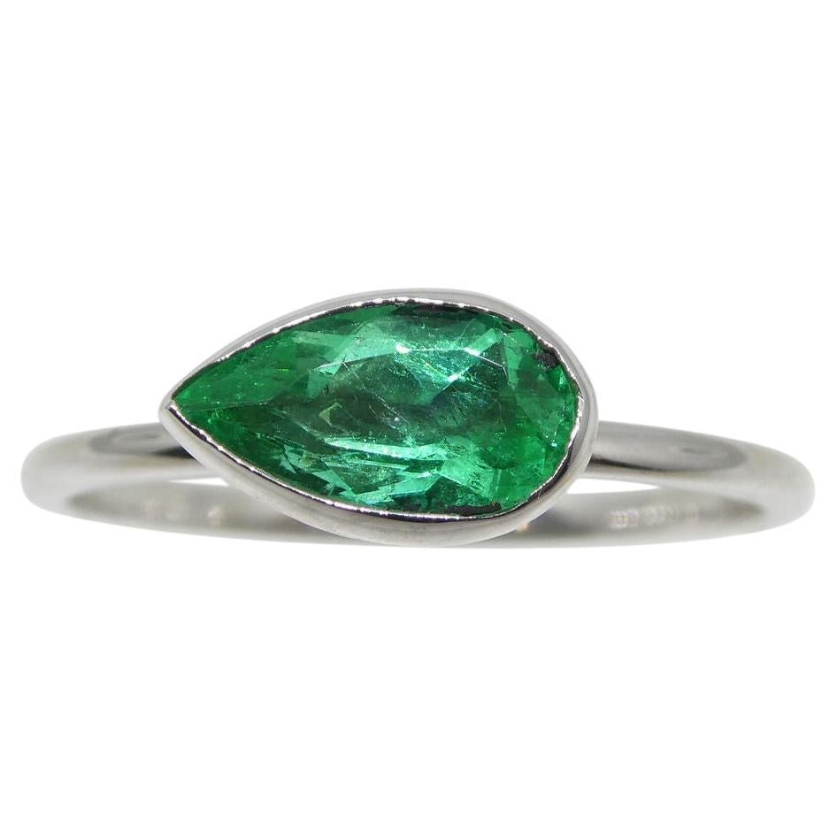 Colombian Emerald Stacker Ring set in 10kt White Gold For Sale