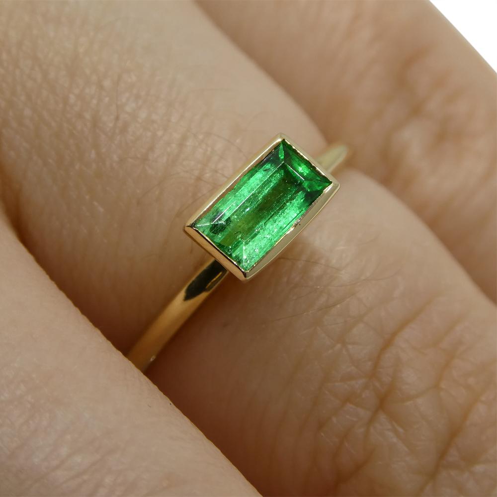 Contemporary Colombian Emerald Stacker Ring Set in 10kt Yellow Gold For Sale