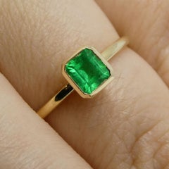 Colombian Emerald Stacker Ring Set in 10kt Yellow Gold