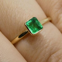 Colombian Emerald Stacker Ring set in 10kt Yellow Gold
