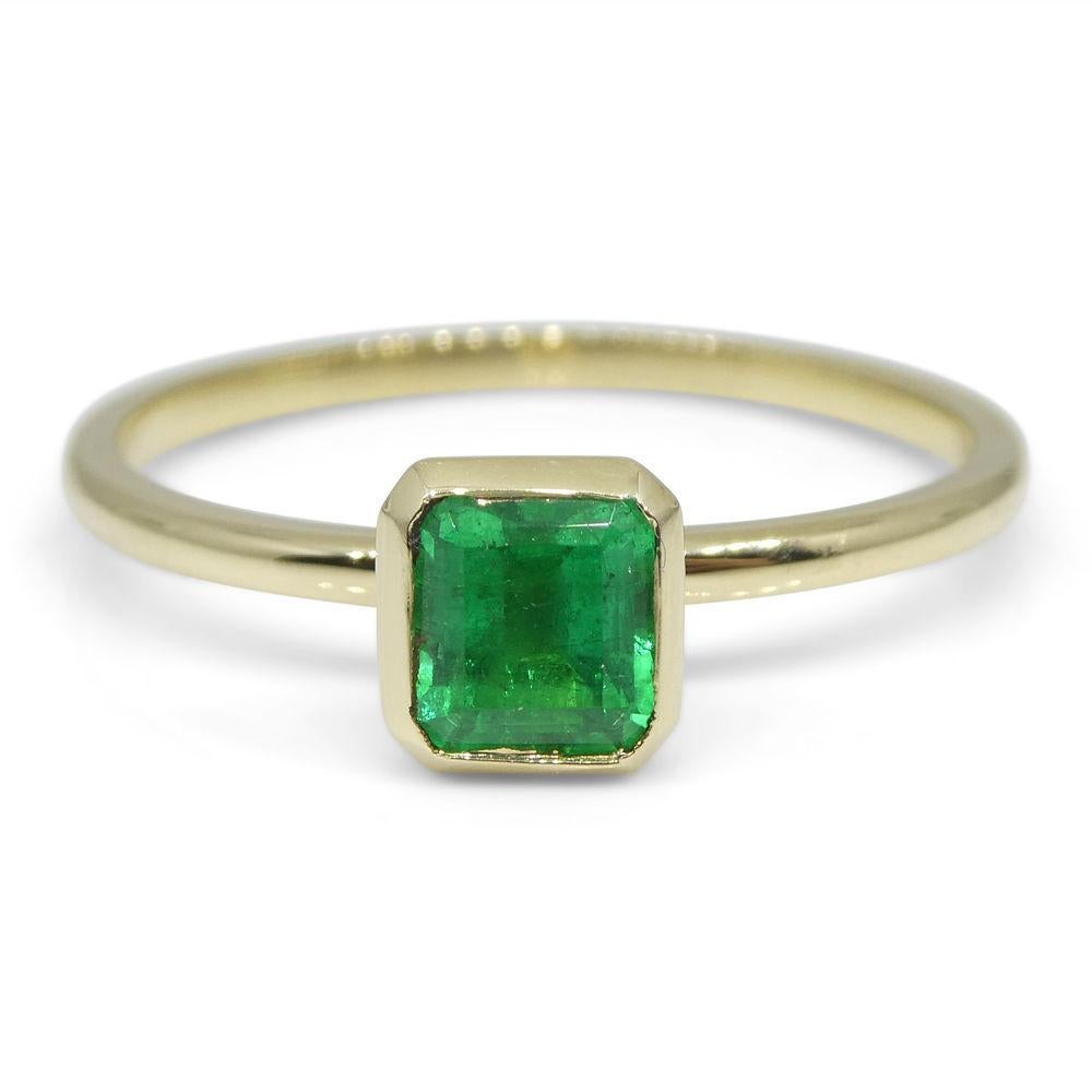 Emerald Cut Colombian Emerald Stacker Ring Set in 10kt Yellow Gold For Sale