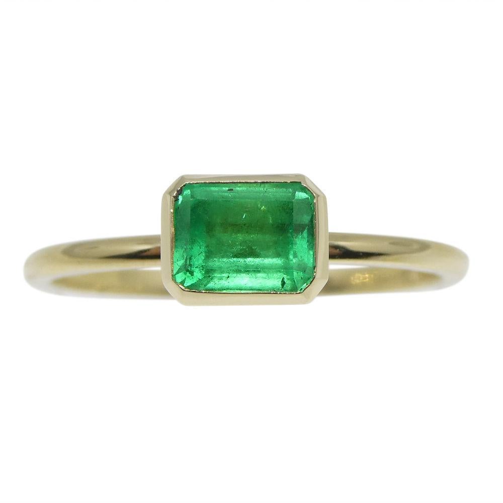 Contemporary Colombian Emerald Stacker Ring set in 10kt Yellow Gold For Sale