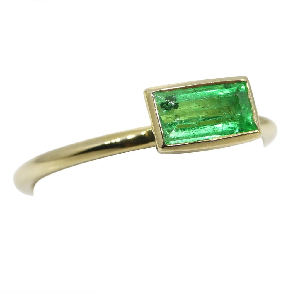 Baguette Cut Colombian Emerald Stacker Ring Set in 10kt Yellow Gold For Sale