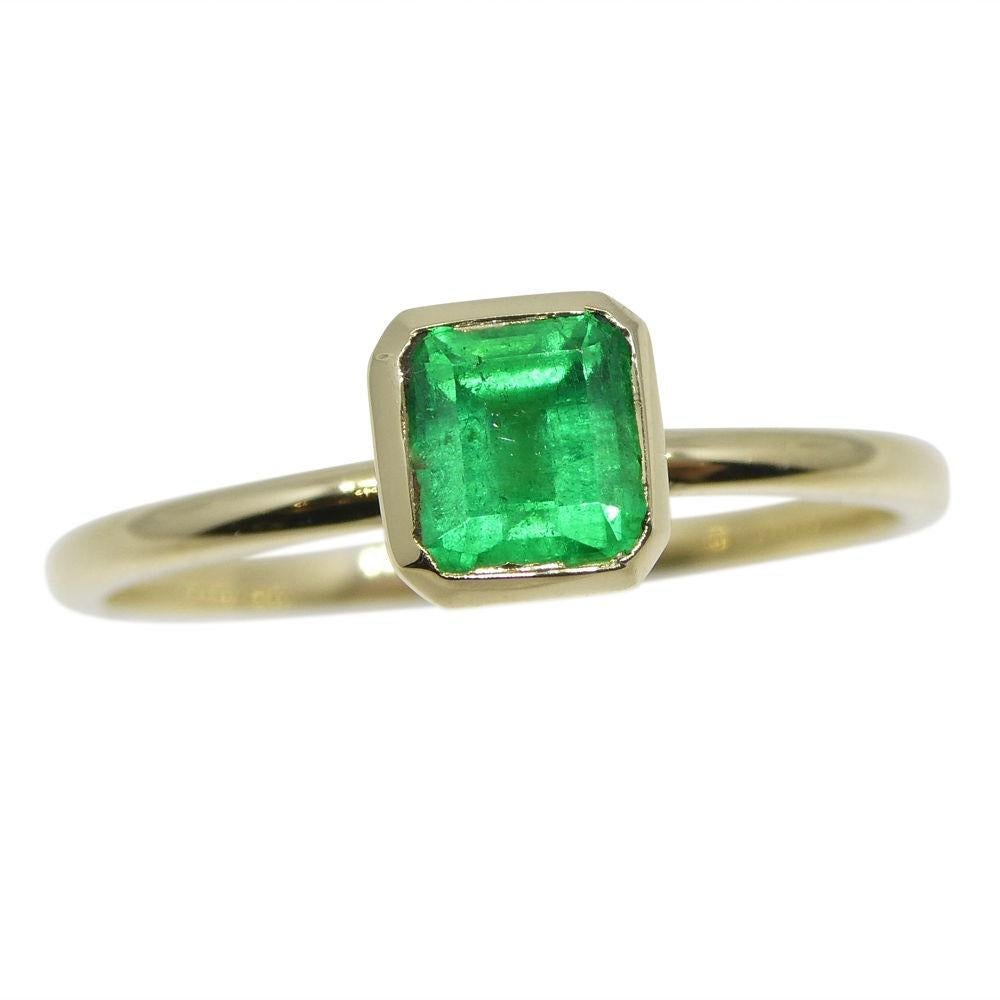 Contemporary Colombian Emerald Stacker Ring Set in 10kt Yellow Gold For Sale