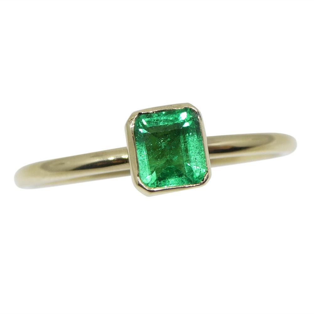 Square Cut Colombian Emerald Stacker Ring set in 10kt Yellow Gold For Sale