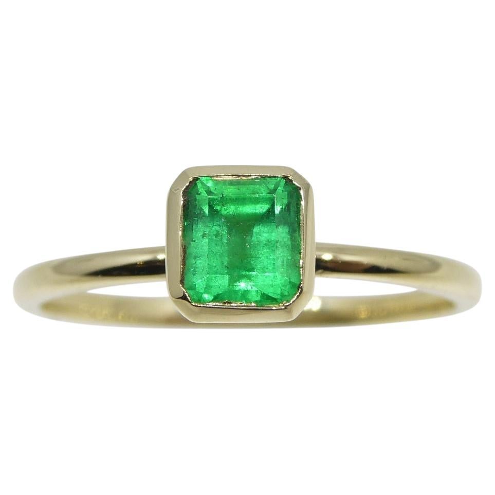 Colombian Emerald Stacker Ring Set in 10kt Yellow Gold For Sale