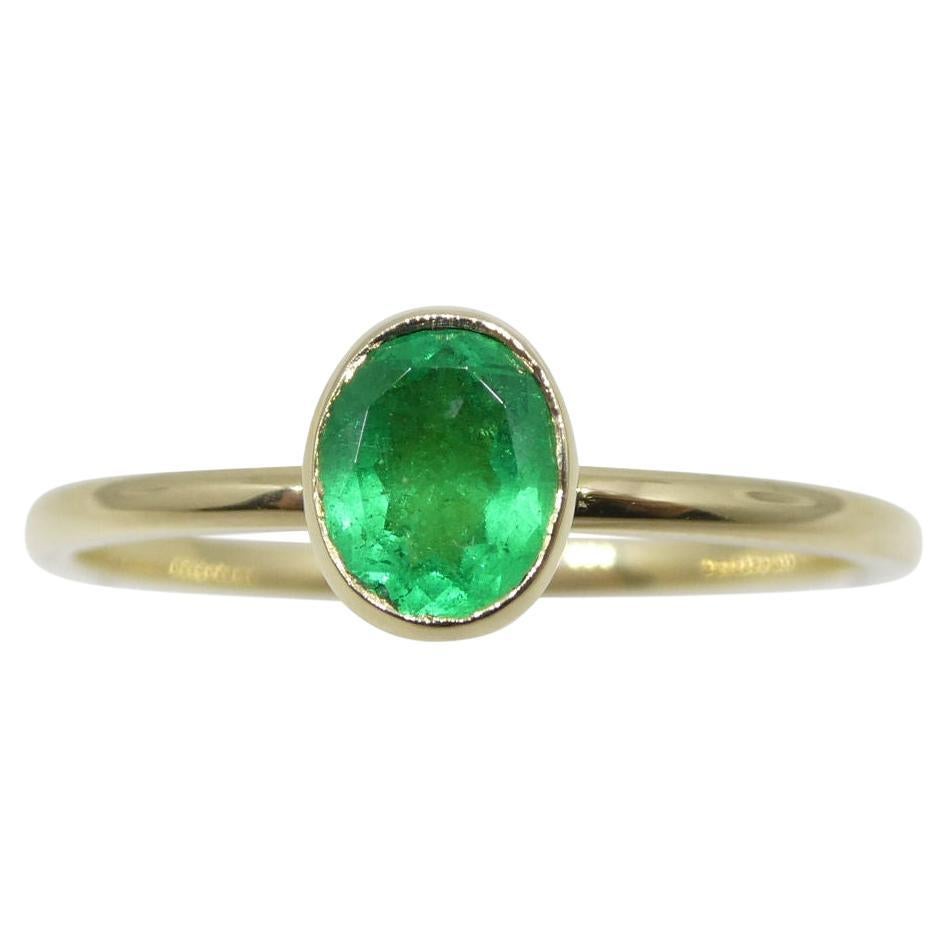 Colombian Emerald Stacker Ring Set in 10kt Yellow Gold For Sale
