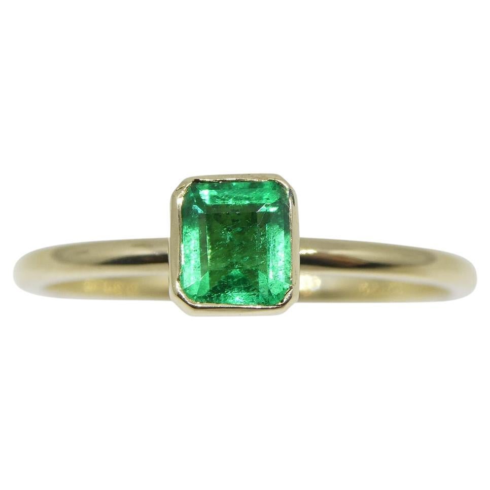 Colombian Emerald Stacker Ring set in 10kt Yellow Gold For Sale