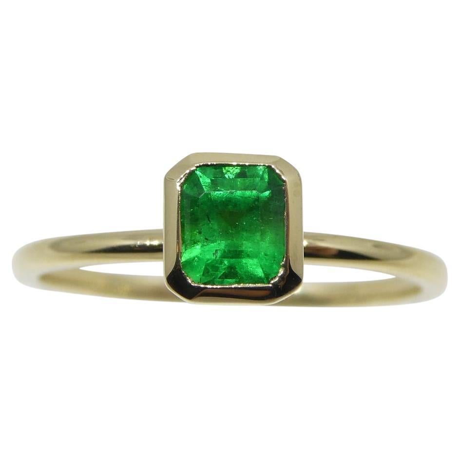 Colombian Emerald Stacker Ring set in 10kt Yellow Gold For Sale