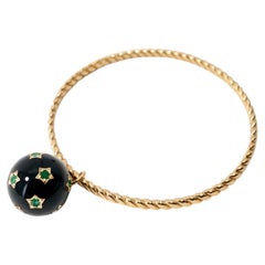 Emerald Star Charm Bangle Black Enamel Bracelet Celestial Twisted Rope J Dauphin