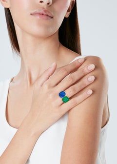 Emerald Statement 14K White Gold Refined Light Heirloom Sapphire  ring