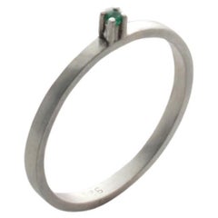 Emerald Sterling Silver Narrow Ring 