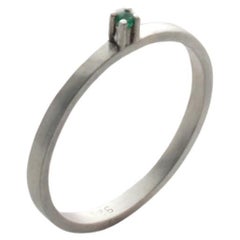 Emerald Sterling Silver Narrow Ring