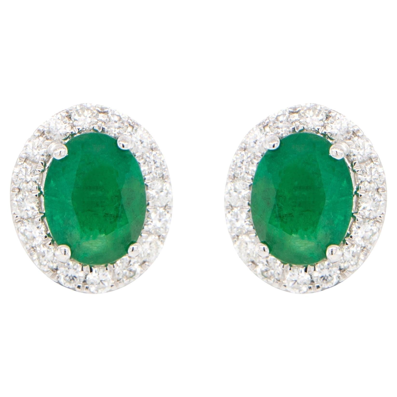 Pendientes Esmeralda Halo Diamante 4.65 Quilates Oro 18K