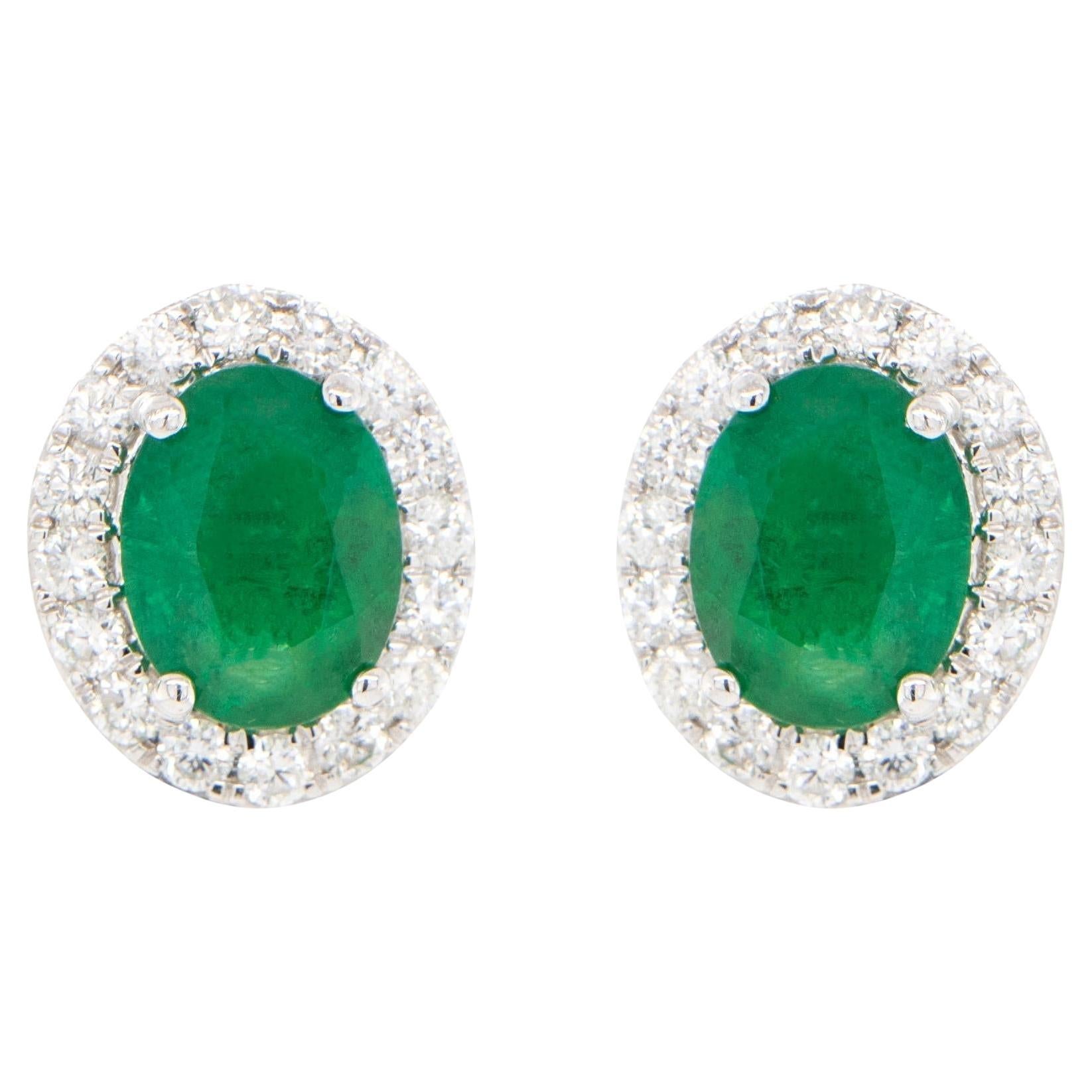 Pendientes Esmeralda Halo Diamante 4.65 Quilates Oro 18K