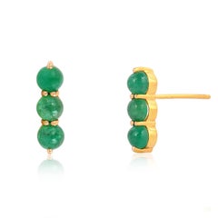 Natural 1.59cts Emerald Stud Earrings in 14k Gold