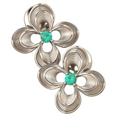 Emerald Stud Earrings in 14k Gold | Italian Jewelry by Oltremare Gioielli