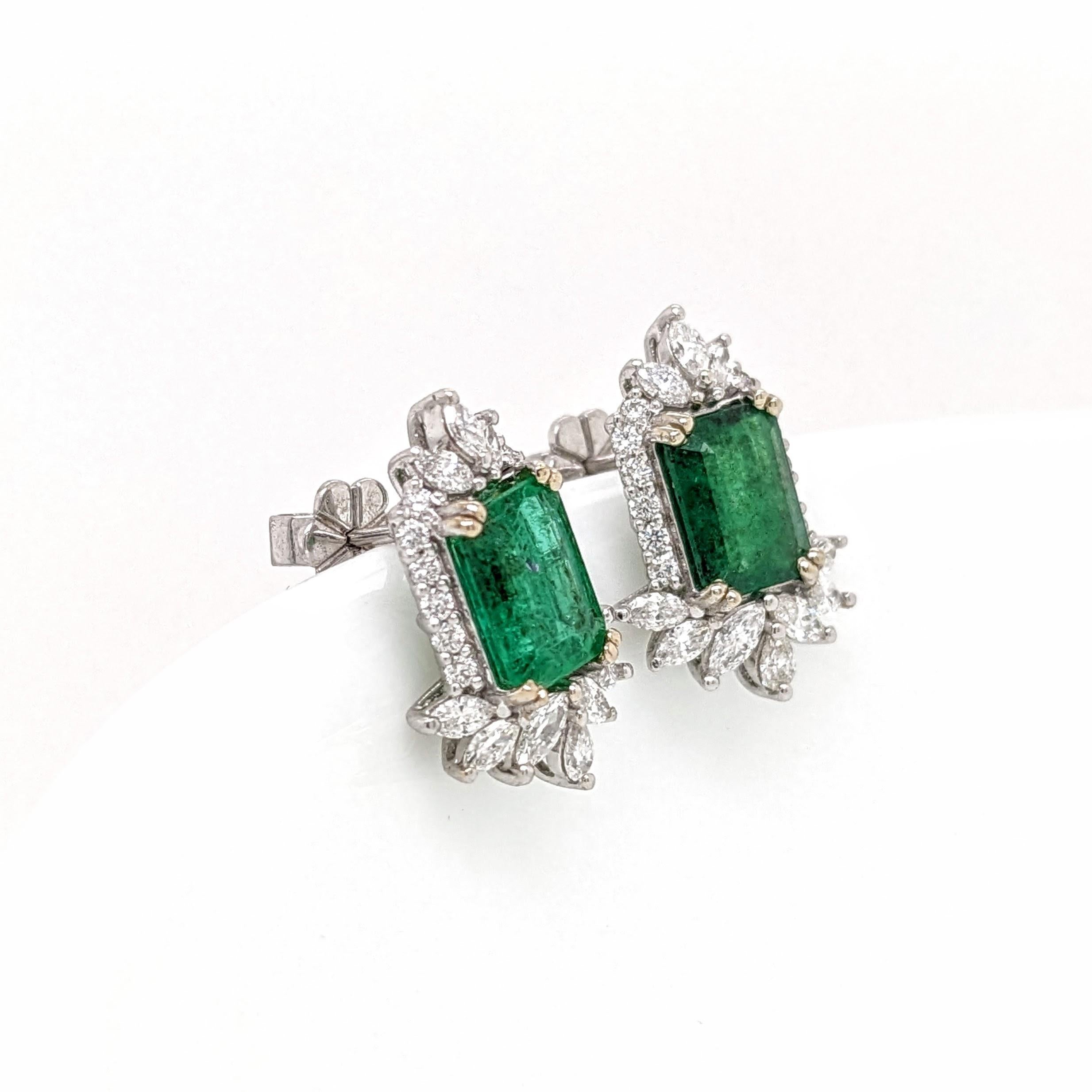 These beautiful stud earrings feature a pair of 2.58 carat weight Emerald gemstones with natural earth mined diamonds set in solid 14K gold. These Emerald studs make a lovely May birthstone gift for your loved ones!

Specifications

Item Type: