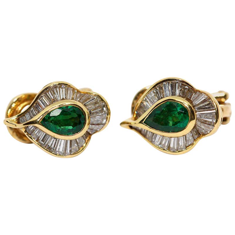 Vintage emerald stud earrings Clearance