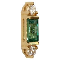 Pair of Emerald and Diamond Studs baguette emeralds 0.79CT 4 diamonds 0.14CT