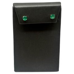 Emerald Studs in 14kt Yellow Gold - 4.96-5.06mm Round Emeralds, Push Backs