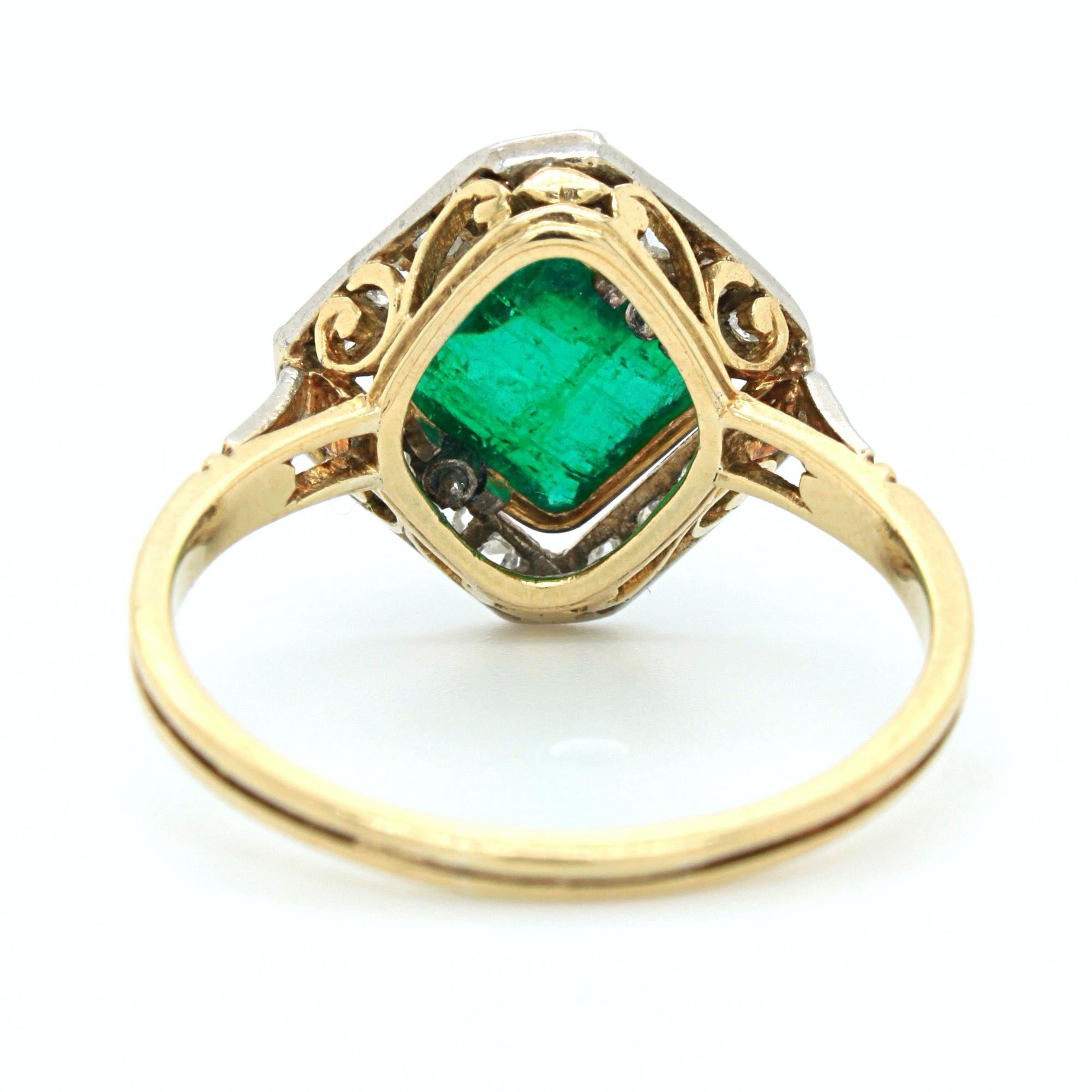 Women's Emerald Sugarloaf and Diamond Ring, Edwardian, circa 1900s