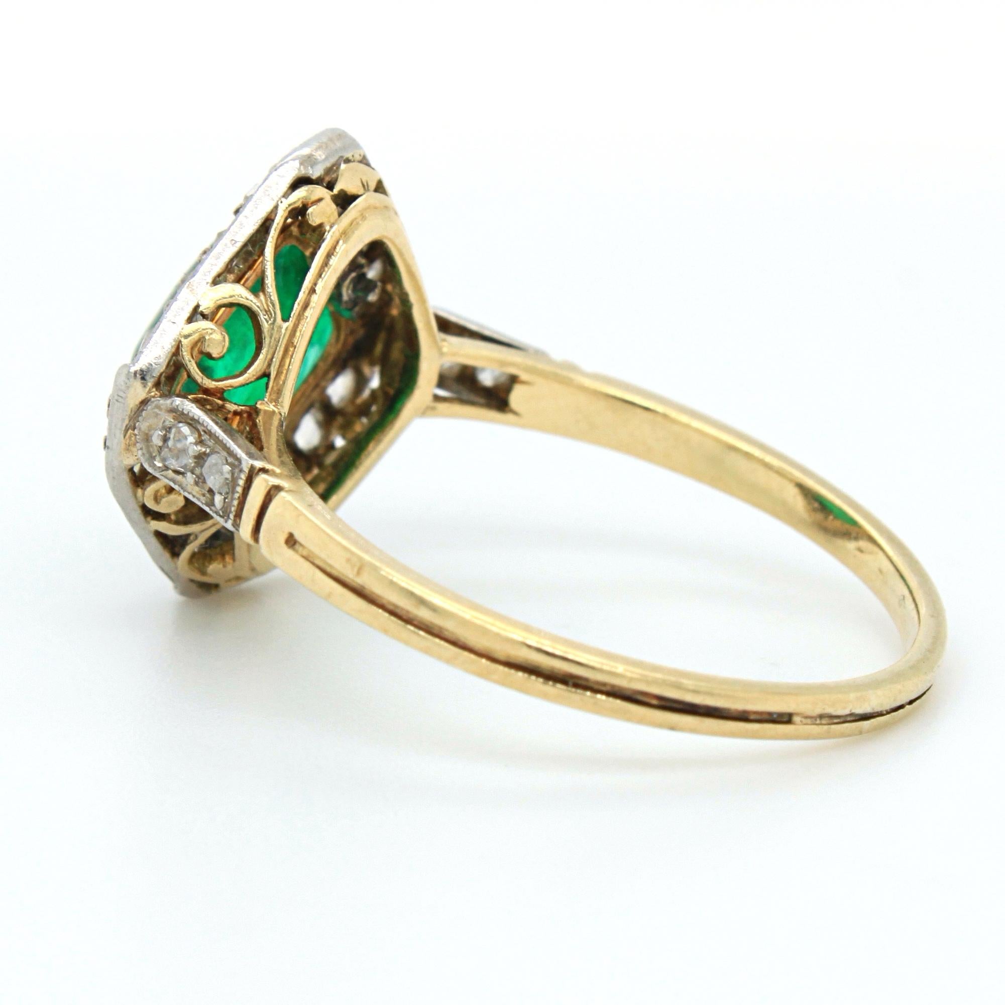 Emerald Sugarloaf and Diamond Ring, Edwardian, circa 1900s 1