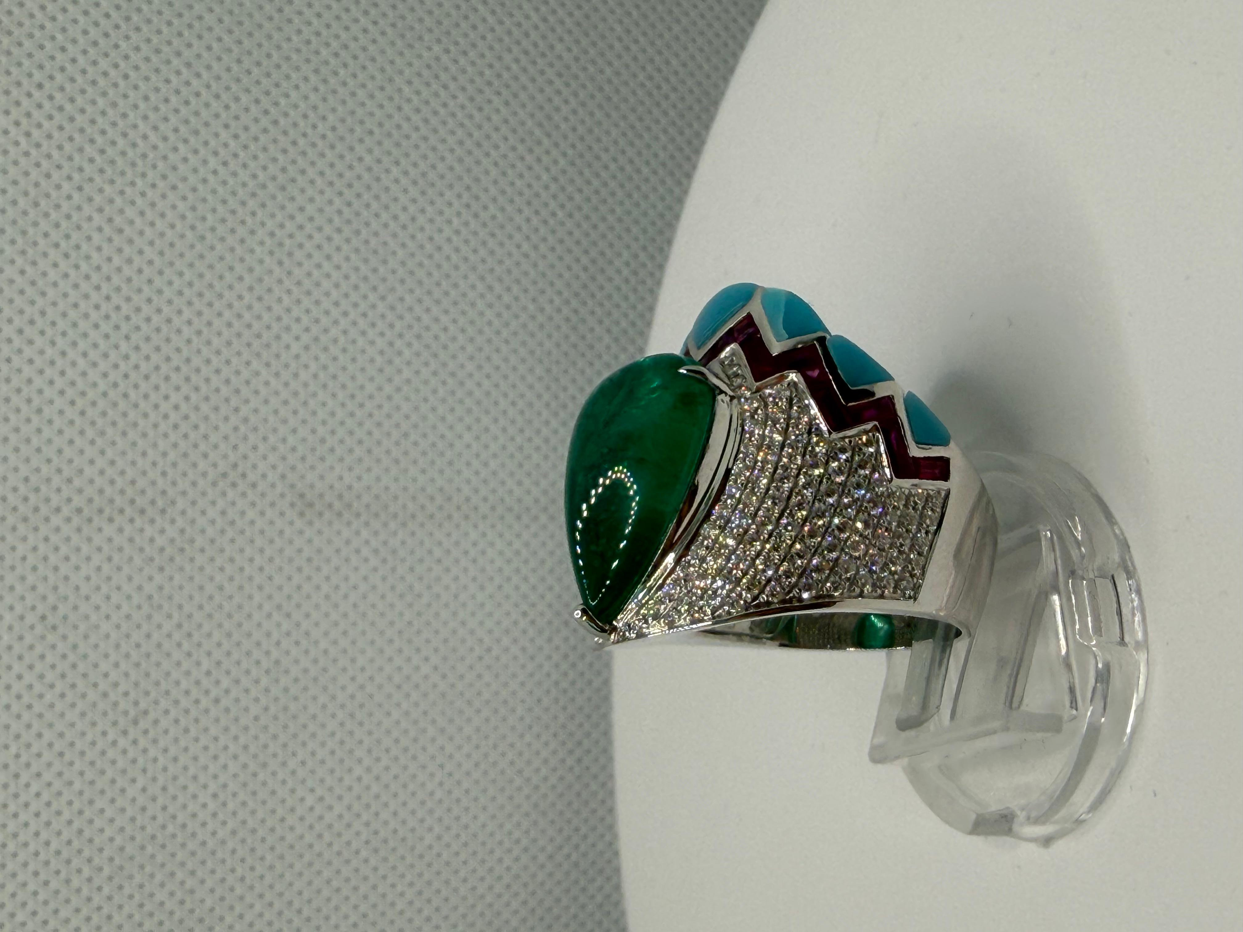 Smaragd Sugarloaf Royale Ring - 10,40 Karat sambischer Smaragd im Zustand „Neu“ im Angebot in Hong Kong, HK