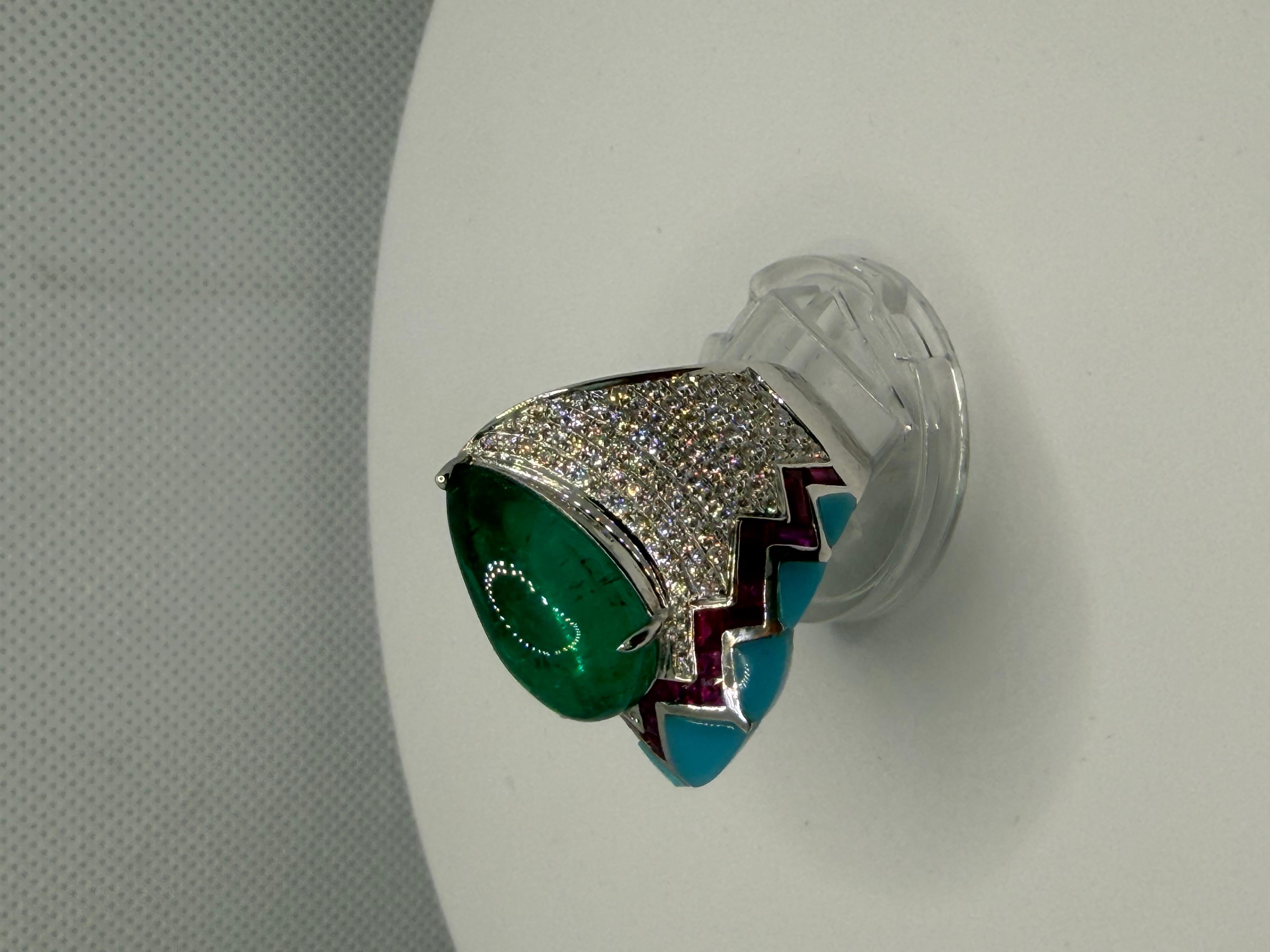 Smaragd Sugarloaf Royale Ring - 10,40 Karat sambischer Smaragd für Damen oder Herren im Angebot