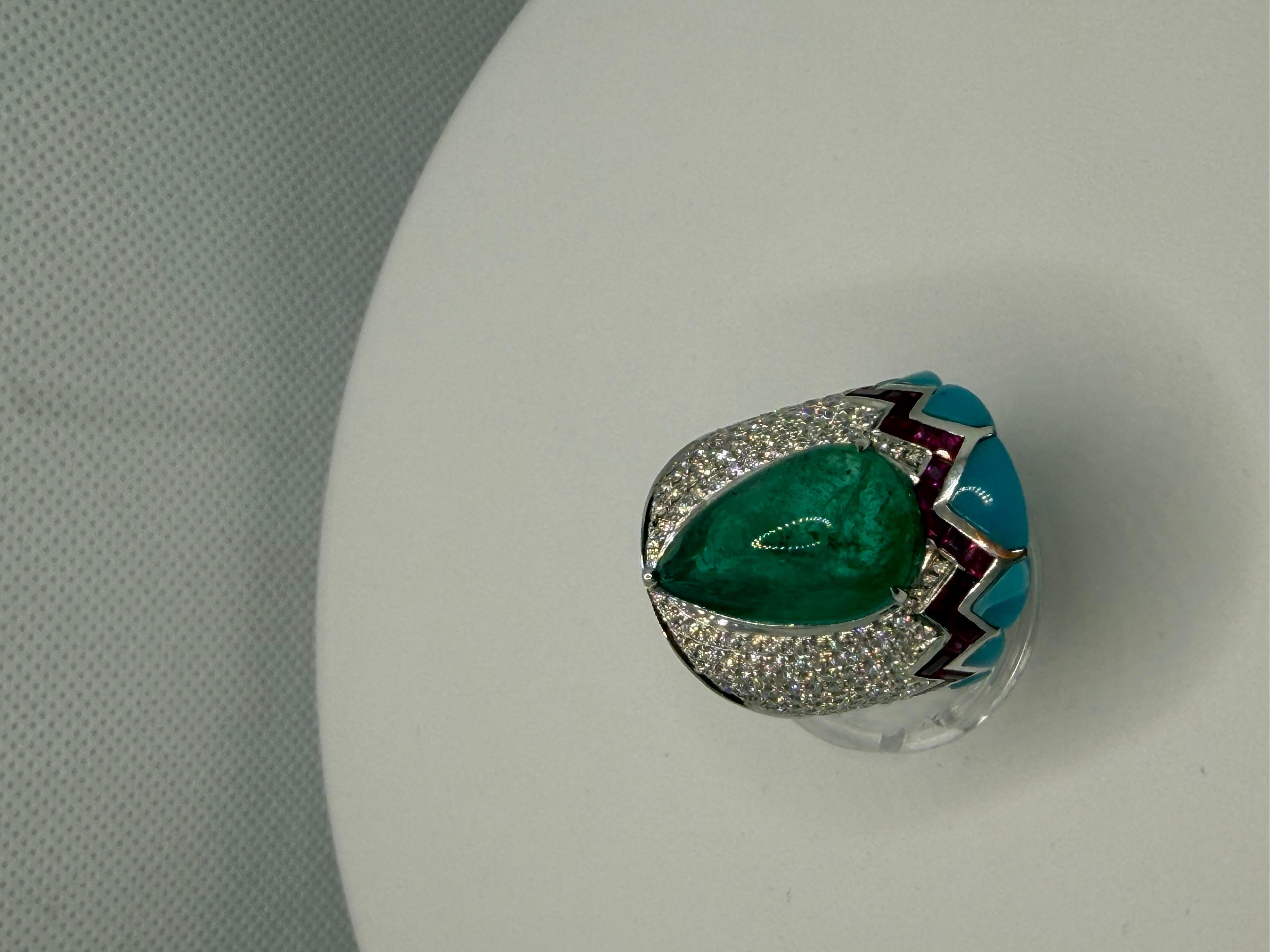 Smaragd Sugarloaf Royale Ring - 10,40 Karat sambischer Smaragd im Angebot 1