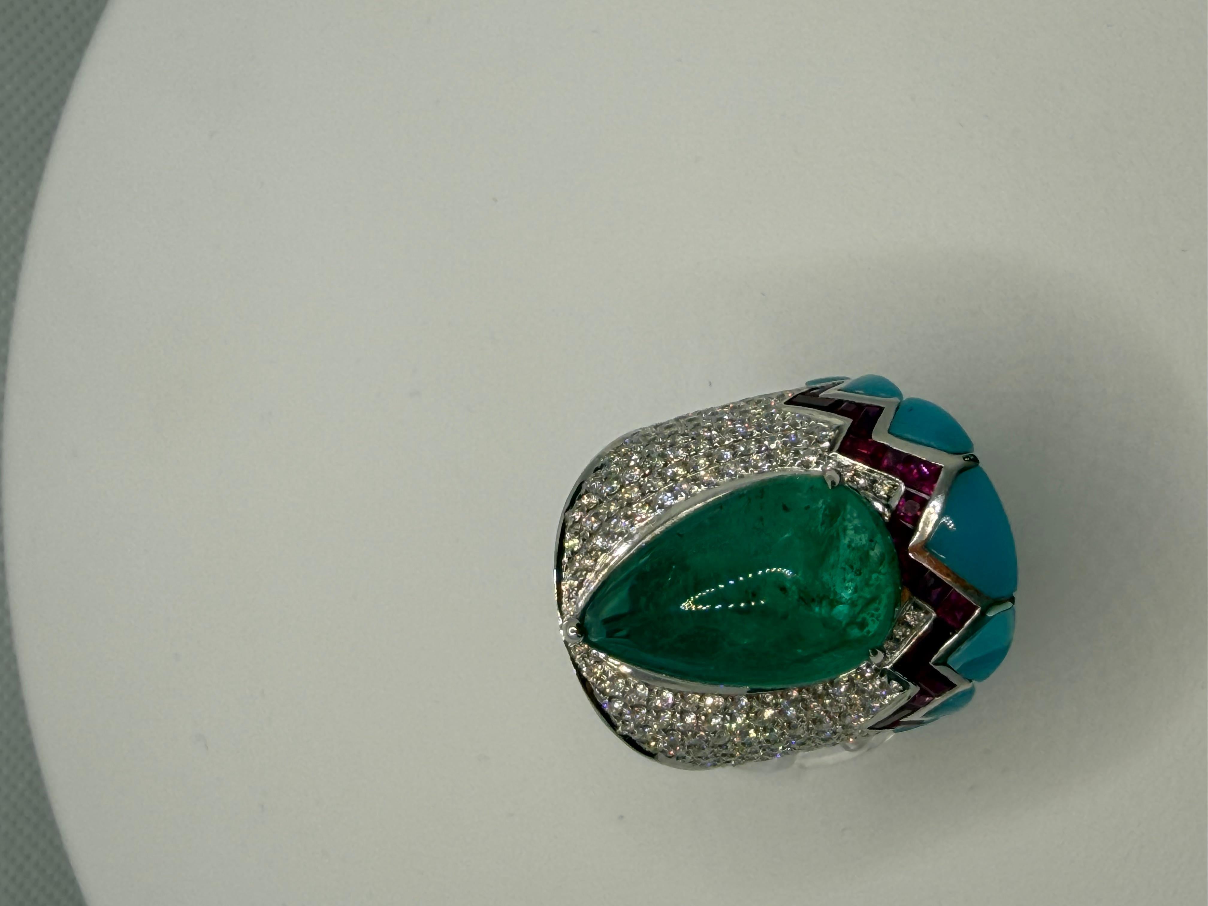 Smaragd Sugarloaf Royale Ring - 10,40 Karat sambischer Smaragd im Angebot 2