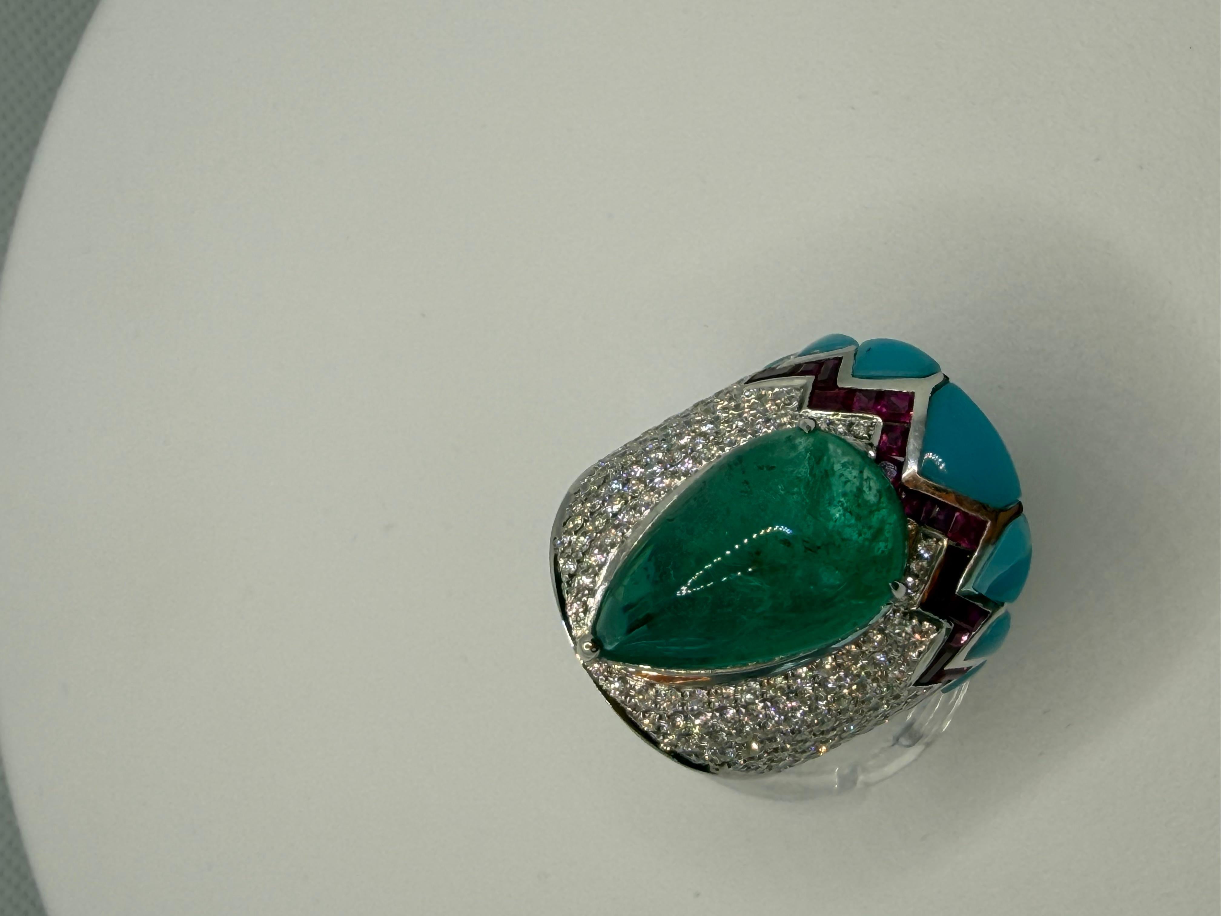 Smaragd Sugarloaf Royale Ring - 10,40 Karat sambischer Smaragd im Angebot 3