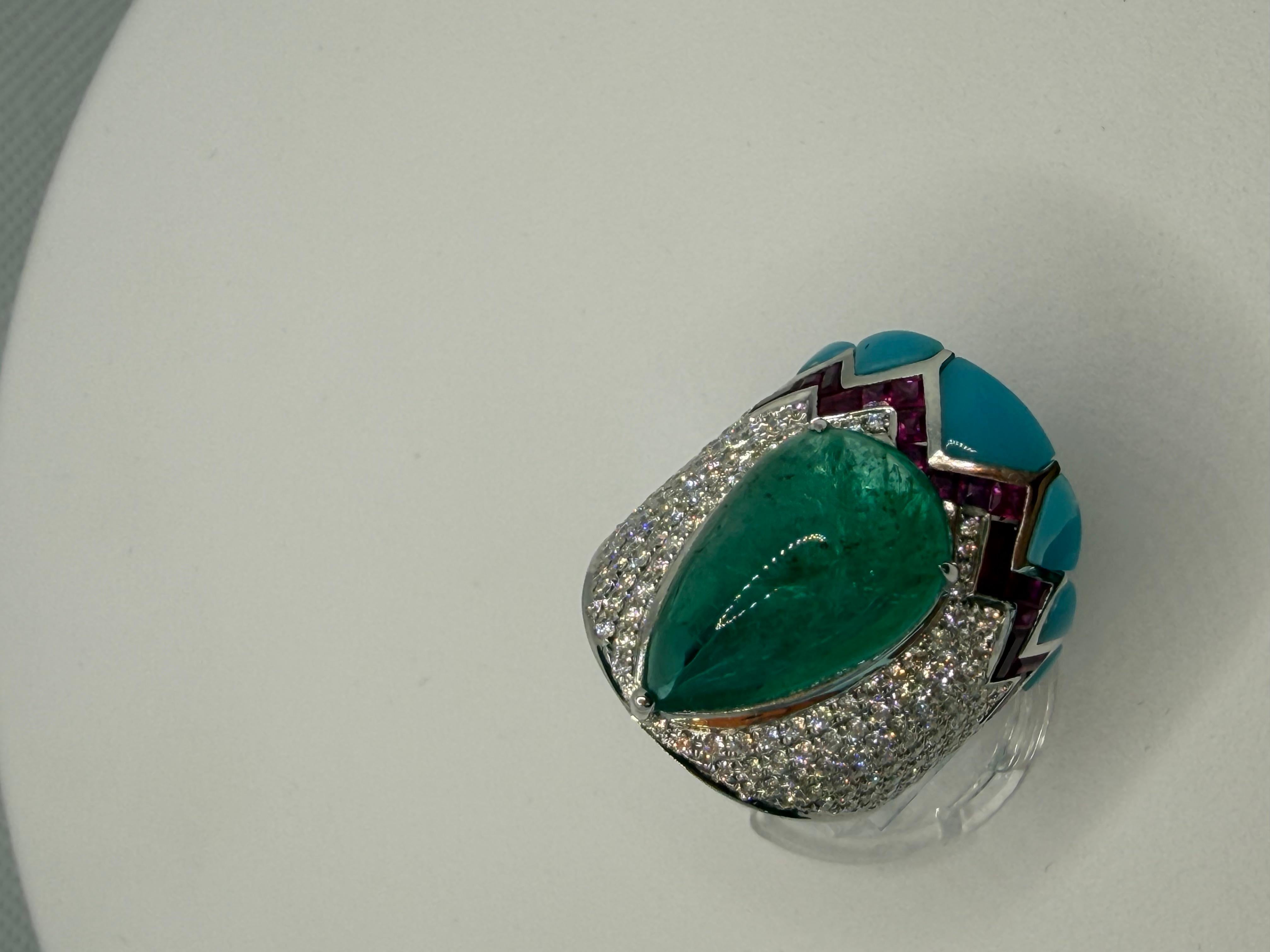 Smaragd Sugarloaf Royale Ring - 10,40 Karat sambischer Smaragd im Angebot 4