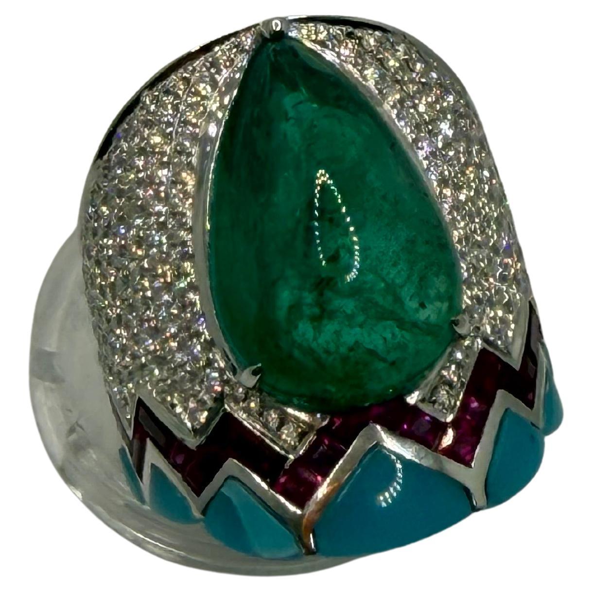 Smaragd Sugarloaf Royale Ring - 10,40 Karat sambischer Smaragd