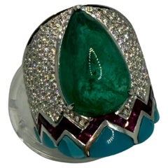 Emerald Sugarloaf Royale Ring — 10.40 cts Zambian Emerald