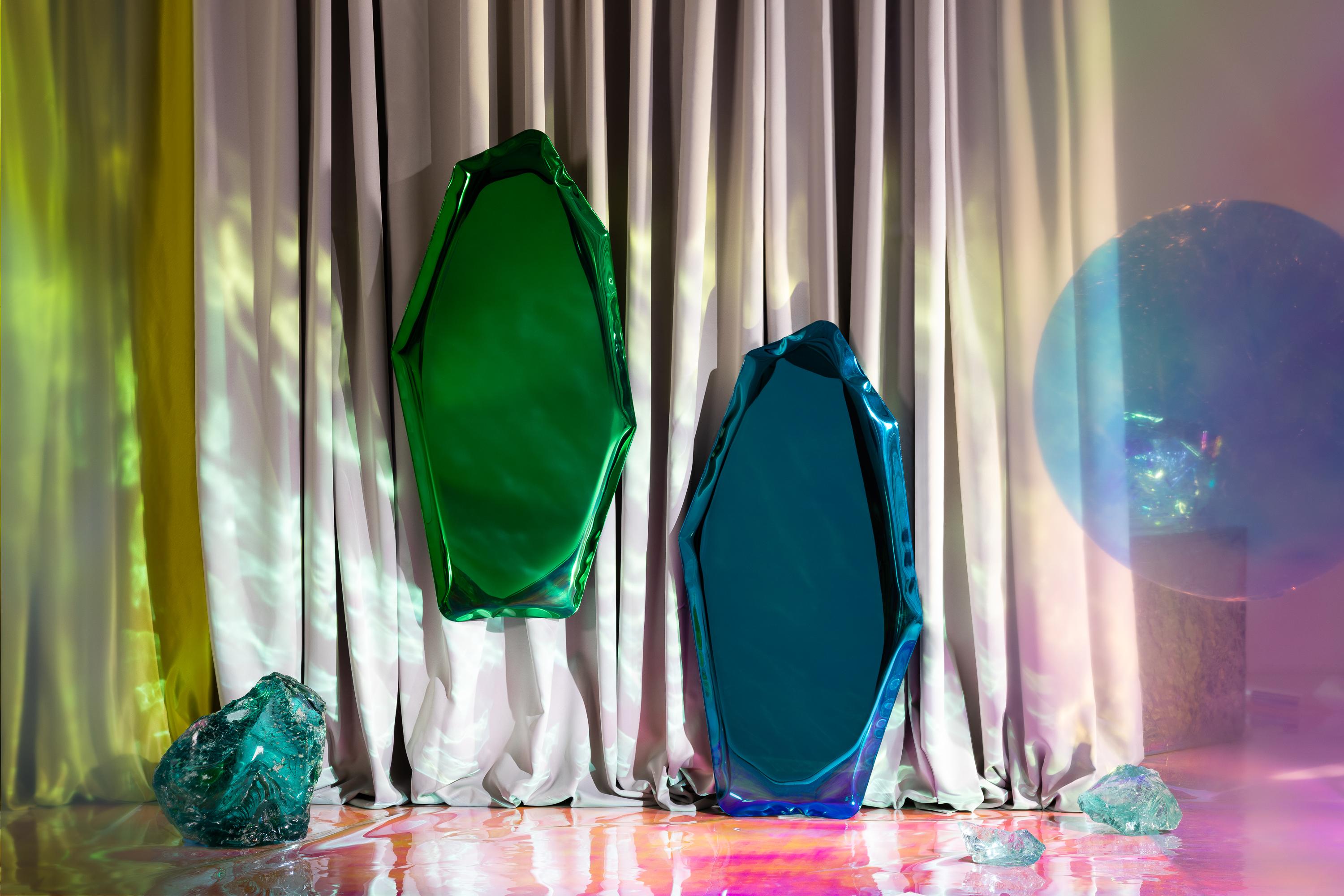 Organic Modern Emerald Tafla C1 Sculptural Wall Mirror by Zieta For Sale