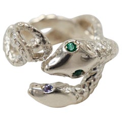 Snake Ring Sterling Silver Emerald Tanzanite Cocktail Statement J Dauphin