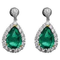 Emerald Tear Drop Earrings, GIA Certified