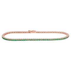 Emerald Tennis Bracelet, 14K Rose Gold