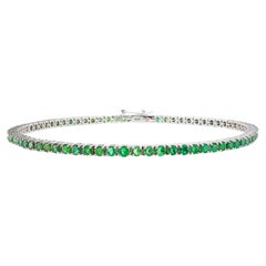Emerald Tennis Bracelet - 14K White Gold
