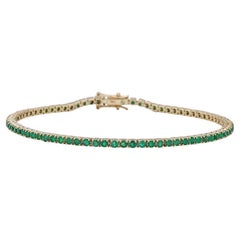 Emerald Tennis Bracelet, 14K Yellow Gold - 6" in Length  1.9mm Genuine Emeralds