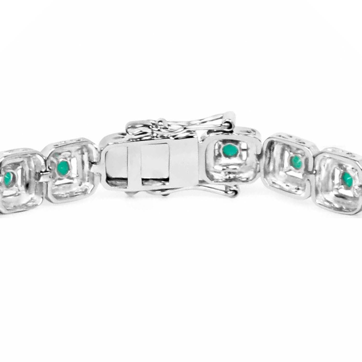 Taille mixte Bracelet de tennis en émeraude 2,3 carats plaqué or blanc 18K Silver en vente